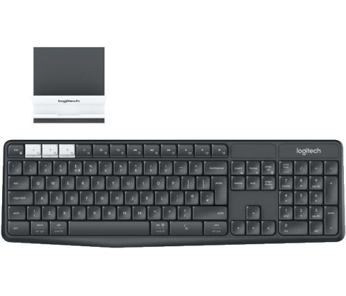 Ensemble clavier multidispositif sans fil et support Logitech K375S Graphite et blanc