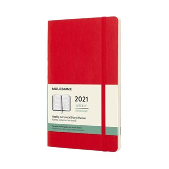 Agenda 2021 semainier Moleskine Horizontal Souple grand format Rouge