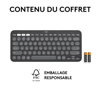 Clavier sans fil Bluetooth Azerty Logitech Pebble Keys 2 K380s Graphite