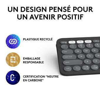 Clavier sans fil Bluetooth Azerty Logitech Pebble Keys 2 K380s Graphite