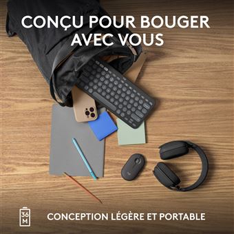 Clavier sans fil Bluetooth Azerty Logitech Pebble Keys 2 K380s Graphite