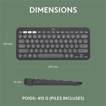 Logitech K380 Clavier sans Fil, Clavier Bluetooth AZERTY Français + M350 Pebble Souris Sans Fil