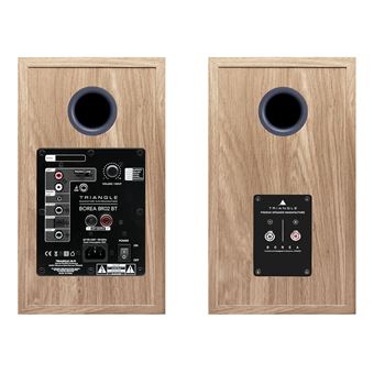 Enceinte connectée HiFi sans fil Bluetooth Borea BR02 BT Chêne Clair Bleu Vendue par paire