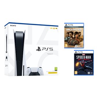 Pack Console Sony PS5 Standard + Uncharted Legacy of Thieves collection + Marvel's Spider-man Miles Morales