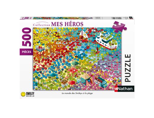 Puzzle 500 pièces Nathan Le monde des Smileys à la plage