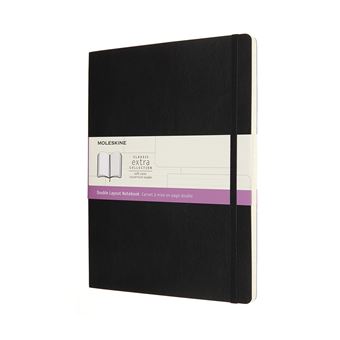 Carnet classique très grand format ligné Moleskine à pages blanche couverture souple Noir
