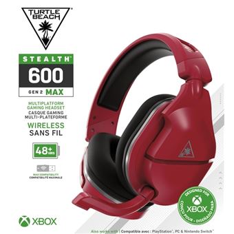 Turtle Beach Stealth 600 Gen 2 MAX - Micro-casque - circum-aural - 2,4 GHz - sans fil - USB - rouge foncé