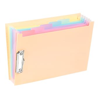 Trieur extensible Viquel Rainbow Pastel 6 compartiments avec un porte-bloc Clip Case Modèle aléatoire