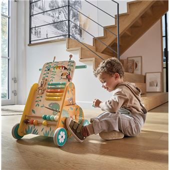 Jouet à pousser en bois Janod Tropik Chariot multi-activités