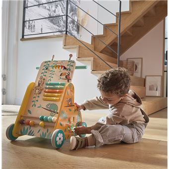 Jouet à pousser en bois Janod Tropik Chariot multi-activités