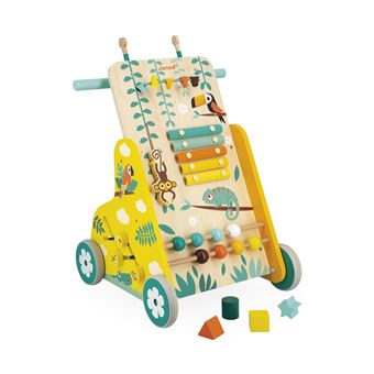 Jouet à pousser en bois Janod Tropik Chariot multi-activités