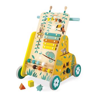 Jouet à pousser en bois Janod Tropik Chariot multi-activités