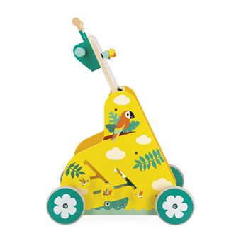 Jouet à pousser en bois Janod Tropik Chariot multi-activités