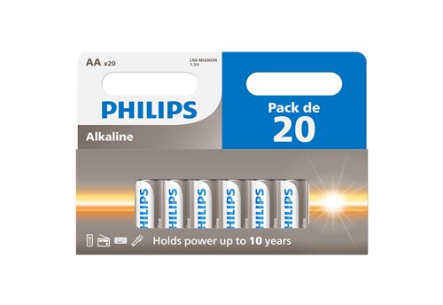 Lot de 20 piles Philips AA LR6 1 pack de 10+10