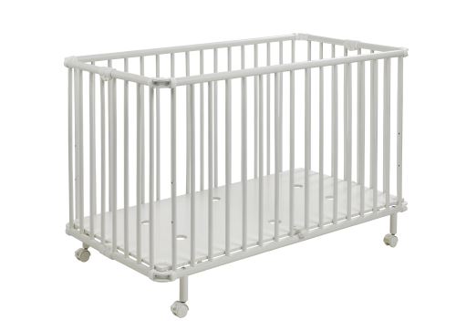 Lit pliant en bois 3 niveaux Geuther Mayla 4 roulettes Blanc