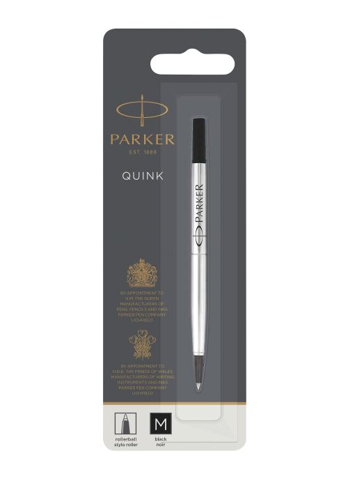 PARKER recharge Stylo Roller, pointe moyenne, noire, blister X 1