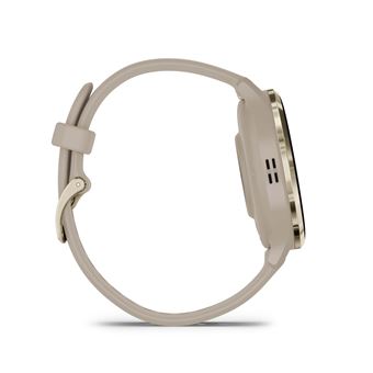 Montre connectée Garmin Venu 3S 41mm en acier Soft Gold, boîtier lin et bracelet en silicone lin