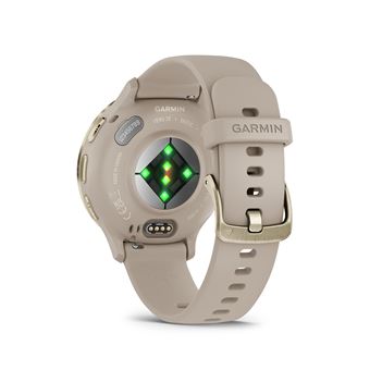 Montre connectée Garmin Venu 3S 41mm en acier Soft Gold, boîtier lin et bracelet en silicone lin