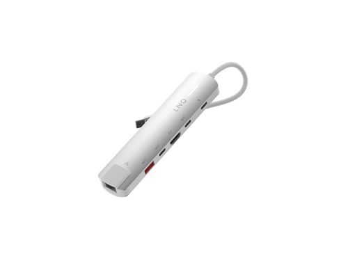 Hub USB-C Lnq Multiports 6 en 1 Pro 140 W Blanc