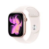 Apple Watch Series 11 GPS 46mm Boitier en Aluminium Or Rose avec Bracelet Sport Rose Tendre S/M