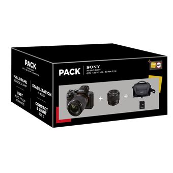 Pack Fnac Hybride Sony Alpha A7 II + Objectif FE 28-70 mm f/3.5-5.6 + Objectif 50 mm f/1.8 + Fourre-tout + Carte SD 16 Go