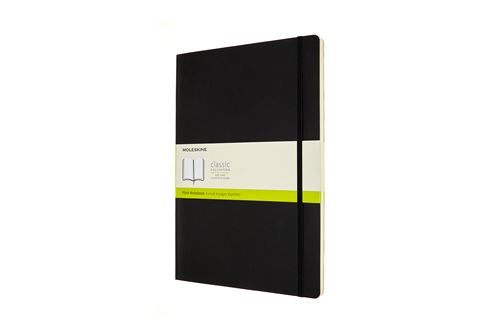 Carnet classique A4 Moleskine à pages blanches couverture souple Noir