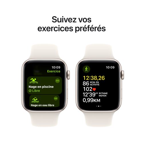 Apple Watch SE GPS 44 mm Boîtier en Aluminium Lumière