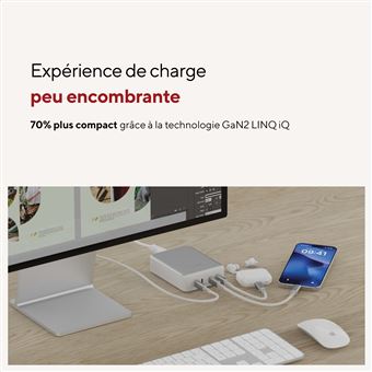 Chargeur de bureau Multiports Lnq GaN2 240 W Blanc