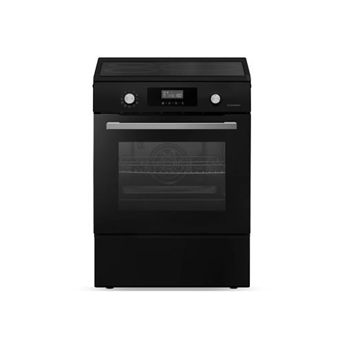 Cuisiniere induction 3 foyers, Four pyrolyse 65L, Noir