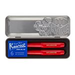 Coffret boite metallique Kaweco stylo plume rouge + stylo bille rouge + cartouches d''encre