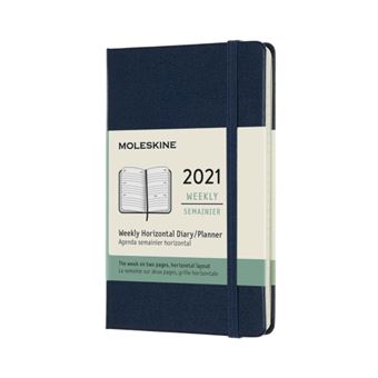 Agenda 2021 semainier Moleskine Horizontal Rigide petit format Bleu