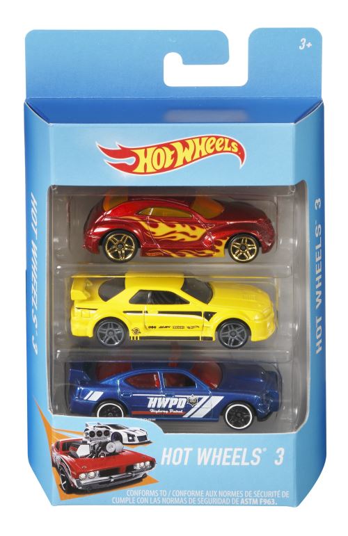 Pack de 3 voitures Hot Wheels Mattel Modèle aléatoire