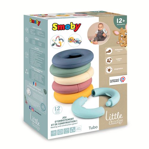 SMOBY Little  Green Tubo - Jeu d'&eacute;veil - Anneaux &agrave; emboiter