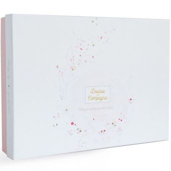 Coffret Doudou et Compagnie protège carnet de santé et doudou lapin de sucre Rose