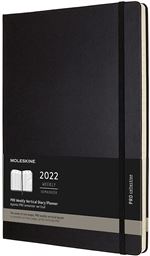 Agenda semainier Moleskine Vertical Pro Format A4 Couverture rigide 2022 Noir