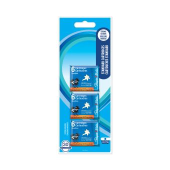 Paper Mate - 30 cartouches courtes (3 étuis de 6 cartouches) - Bleu effaçable - sous blister