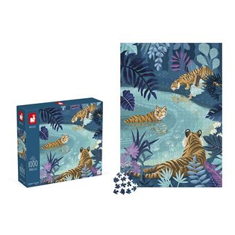 Puzzle 1000 pièces Janod Tigres au Clair de Lune