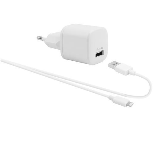 Pack Chargeur Blanc + Câble Lightning Blanc Wefix