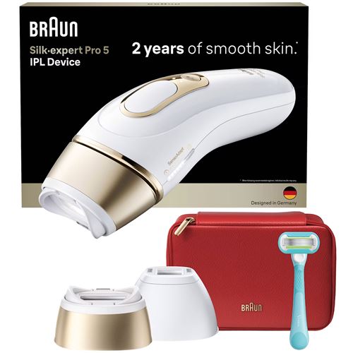 Braun silk&middot;expert pro 5, &eacute;pilateur &agrave; lumi&egrave;re puls&eacute;e, &eacute;pilation &agrave; domicile, 2 t&ecirc;tes, pl5221