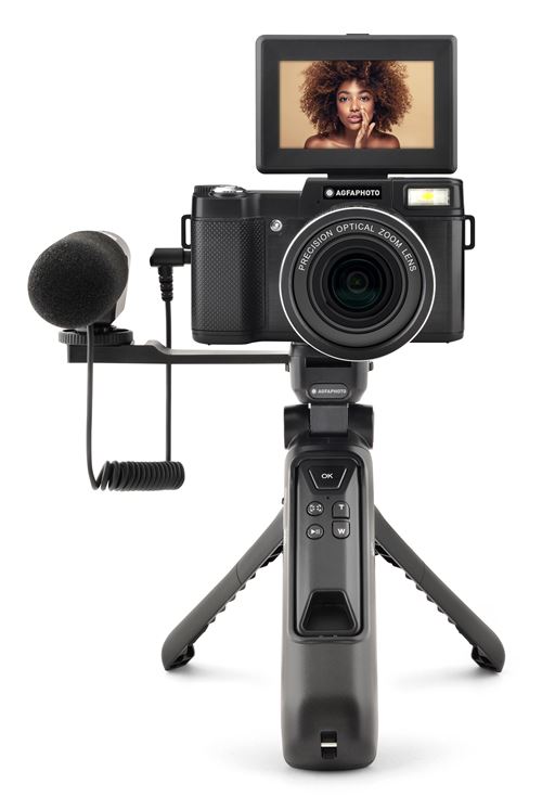 AGFA PHOTO Kit Vlogging VLG 4K Optical 24MP Vidéo 4K Zoom Optique 8x Écran LCD 3 Capteur CMOS Trépied Powerbank Microphone Télécommande Carte Micro SD Incluse Batterie Lithium Neuf - vue 4