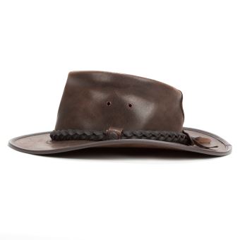 Chapeau Cowboy Australien En Cuir Daim Véritable Marron - Occasion - Style Western