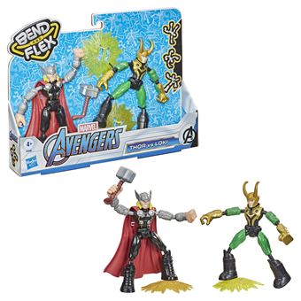 Pack de 2 Figurines Avengers Marvel Bend and Flex Thor Vs Loki