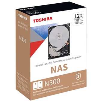 Toshiba N300 NAS - Disque dur - 12 To - interne - 3.5" - SATA 6Gb/s - 7200 tours/min - mémoire tampon : 256 Mo