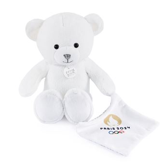 Peluche Doudou et Compagnie Ours Paris Blanc avec doudou