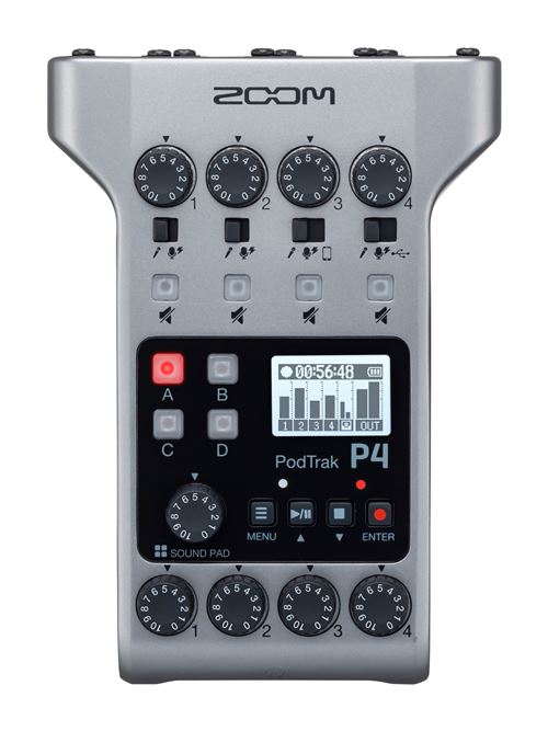 Zoom Gris Et Noir Enregistreur Podtrak P4 Pour Les Podcasts