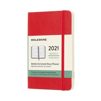 Agenda 2021 semainier Moleskine Horizontal Souple petit format Rouge