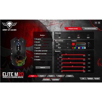 Souris Gaming sans fil Spirit Of Gamer Elite-M20 V2 Noir