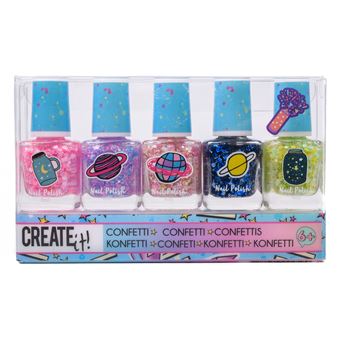 Set 5 vernis à ongles Create It Confettis Néon