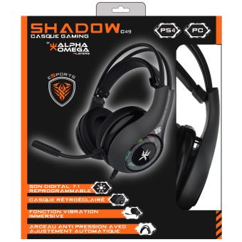 Casque Gaming Alpha Omega Players Shadow C49 Rétroéclairé Noir