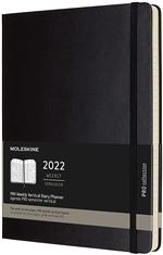 Agenda semainier Moleskine Vertical Pro Très grand format Couverture rigide 2022 Noir